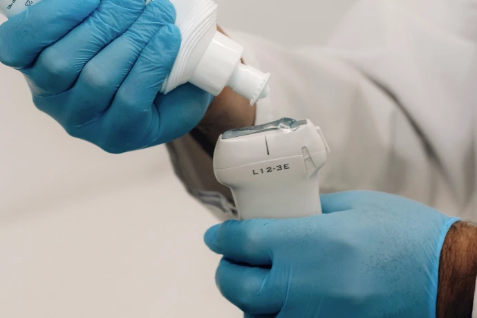 Gel being applied to an ultrasound probe
